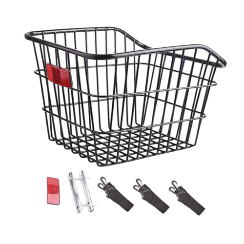 Fahrradkorb vorne/hinten, Fahrradkorb for hinten, for die meisten Fahrradträger hinten, Silber/Schwarz, 31 x 38 cm, 12,20 x 14,96 Zoll(Black No Lid) von GNYVZXPLQ