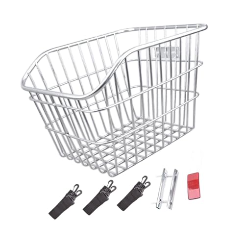 Fahrradkorb vorne/hinten, Fahrradkorb for hinten, for die meisten Fahrradträger hinten, Silber/Schwarz, 31 x 38 cm, 12,20 x 14,96 Zoll(Silver No Lid) von GNYVZXPLQ