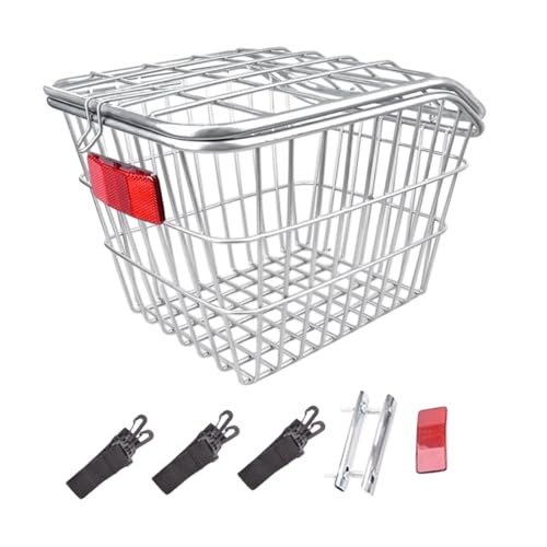 Fahrradkorb vorne/hinten, Fahrradkorb for hinten, for die meisten Fahrradträger hinten, Silber/Schwarz, 31 x 38 cm, 12,20 x 14,96 Zoll(Silver with Lid) von GNYVZXPLQ