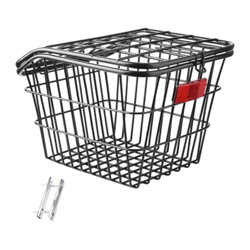Fahrradkorb vorne/hinten, Fahrradkorb hinten, Eisenmaterial, 32 x 40 cm, 12,6 x 15,75 Zoll, for Mountainbikes, Falträder, Schwarz/Silber(Black) von GNYVZXPLQ