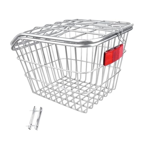 Fahrradkorb vorne/hinten, Fahrradkorb hinten, Eisenmaterial, 32 x 40 cm, 12,6 x 15,75 Zoll, for Mountainbikes, Falträder, Schwarz/Silber(Silver) von GNYVZXPLQ
