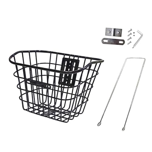 Fahrradkorb vorne/hinten, Fahrradkorb vorne, Eisenkorb, 34 x 27 x 26 cm, Halterung 32 cm, Weiß/Schwarz(Black) von GNYVZXPLQ