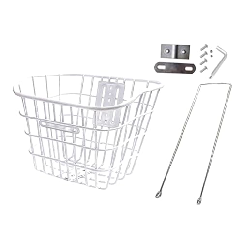 Fahrradkorb vorne/hinten, Fahrradkorb vorne, Eisenkorb, 34 x 27 x 26 cm, Halterung 32 cm, Weiß/Schwarz(White) von GNYVZXPLQ