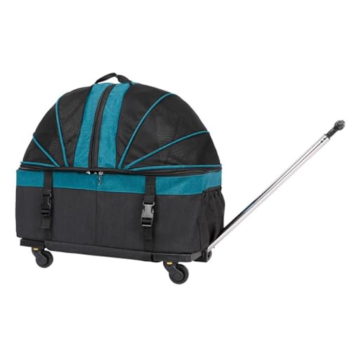 GNbow Haustierträger Katzenträger, Haustier-Reiseträger mit Trolley, Kinderwagen-Hundeträger(Blau) von GNbow