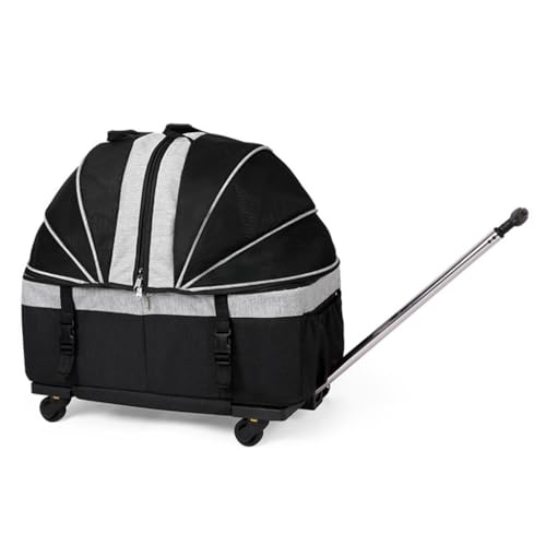 GNbow Haustierträger Katzenträger, Haustier-Reiseträger mit Trolley, Kinderwagen-Hundeträger(Grey) von GNbow