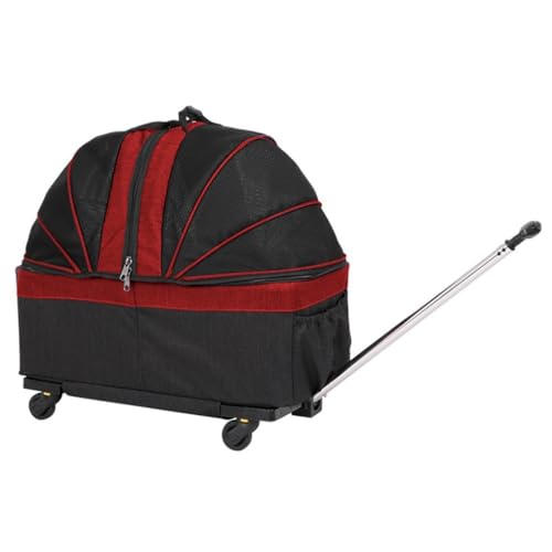 GNbow Haustierträger Katzenträger, Haustier-Reiseträger mit Trolley, Kinderwagen-Hundeträger(Red) von GNbow