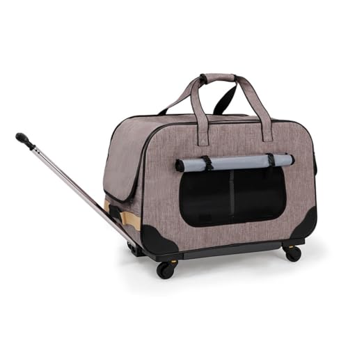 GNbow Haustierträger Katzenträger Haustier-Reiseträger, Hundeträger Mit Universellem Vorderrad(Brown) von GNbow