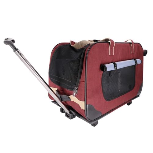 GNbow Haustierträger Katzenträger Haustier-Reiseträger, Hundeträger Mit Universellem Vorderrad(Red) von GNbow