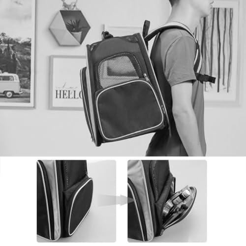 GNbow Transportbox for Haustiere, Katzentransportbox mit Rädern, Faltbare Transportbox for Haustiere, Haustier-Rucksack mit erweiterbarem Platz(Grey) von GNbow