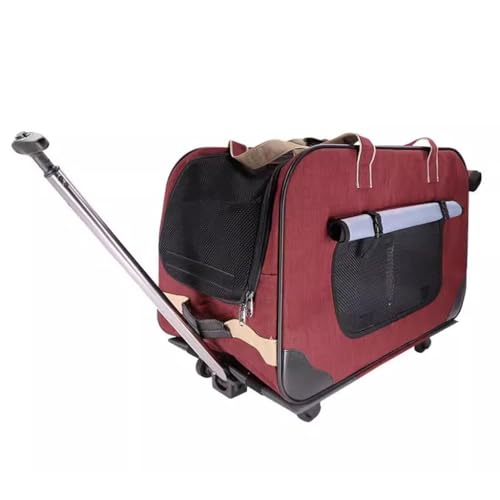 GNbow Transportbox for Haustiere, Katzentransportboxen, Reisebox for Haustiere, Deluxe-Transportbox for Haustiere Mit Weichen Seiten, Rädern Und Zusammenklappbarem Design(Red) von GNbow