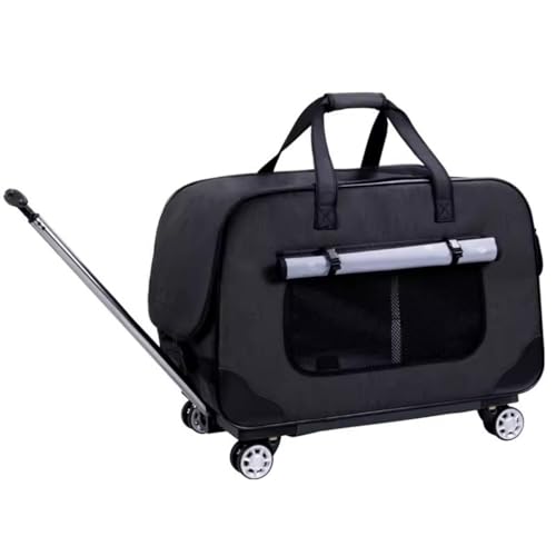 GNbow Transportbox for Haustiere, Katzentransportboxen, Reisebox for Haustiere, Deluxe-Transportbox for Haustiere Mit Weichen Seiten, Rädern Und Zusammenklappbarem Design(Schwarz) von GNbow