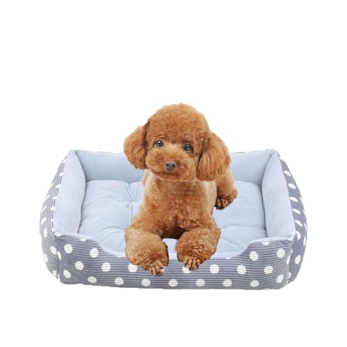 GOBIWM Haustierbett für Hunde und Katzen, verdickte PP-Baumwolle, weicher Plüsch, rechteckig, geeignet für Welpen, Kätzchen, Blau, Größe 4XL (110 x 83 x 16 cm) von GOBIWM