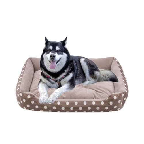 GOBIWM Haustierbett für Hunde und Katzen, verdickte PP-Baumwolle, weicher Plüsch, rechteckig, geeignet für Welpen, Kätzchen, Kaffee, Größe 4XL (110 x 83 x 16 cm) von GOBIWM