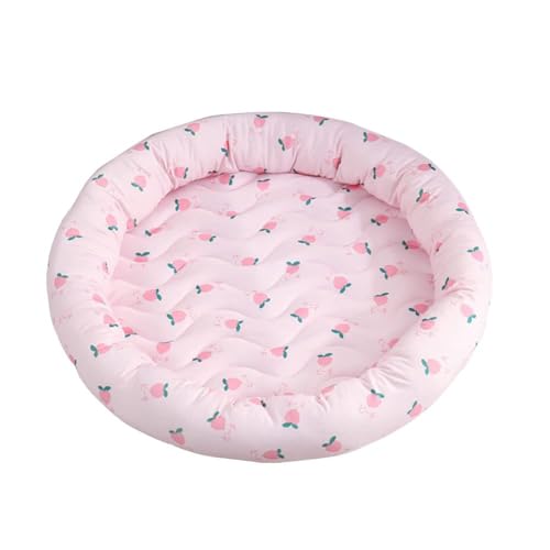 GOBIWM Rutschfeste Kühlmatte für Katzen, Hunde, Welpen, Donut-Kiste, Kühlmatte, rundes Nest, Eisseidenmatte, Schlafdecke, Schlafkissen, Matratze für Zuhause, Reisen (Rosa, L: 70 cm) von GOBIWM