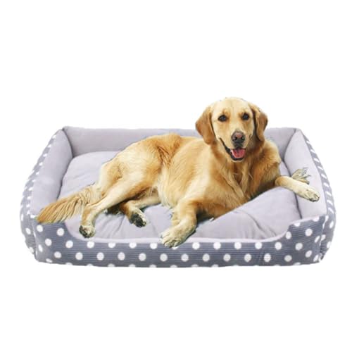 Haustierbett für Hunde und Katzen, verdickte PP-Baumwolle, weicher Plüsch, rechteckig, geeignet für Welpen, Kätzchen (Grau, 4XL (110 x 83 x 16 cm) von GOBIWM