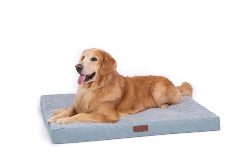 GOBOBE Orthopädisches Hundebett für große und mittelgroße Hunde, Eierkisten-Schaumstoff, wasserdicht, waschbarer Bezug, Memory-Schaum-Hundebox-Pad, perfekt für drinnen und draußen, Komfort, Beige von GOBOBE