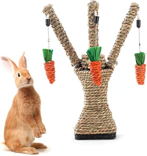 GODARM Bunny Paradise Activity Toys, Fun Tree Chew Toys, Karottenform, Langeweile, für Kleintiere, Katzen, Meerschweinchen, Zahnreinigung, Fitness-Puzzle-Spiel von GODARM