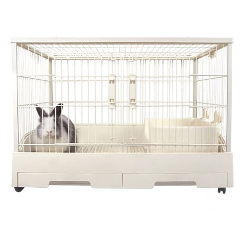 Kaninchenkäfig für den Innenbereich mit Rollen, leicht zu bewegen, Meerschweinchenkäfig für drinnen und draußen, mit 2 tiefen, auslaufsicheren Schalen, für Katzen, Frettchen, Chinchilla, Kaninchen, von GODARM