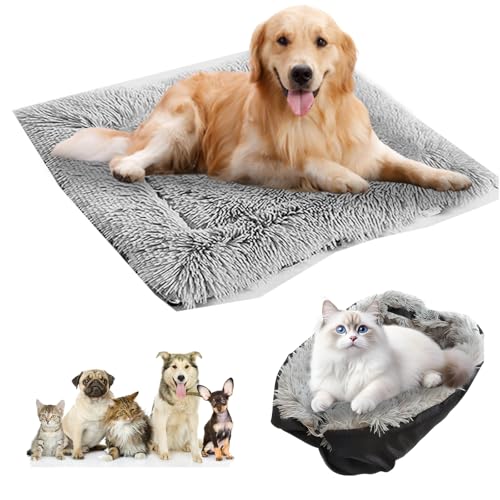 GOEDCH 2 in 1 Flauschig Katzenkissen: 61 cm x 51 cm Haustierbett, Weiches Katzenbett mit Abnehmbarem Kuschelkissen, Das Haustiernest ist Waschbar für Katzen und kleine Hunde, Schwarz von GOEDCH