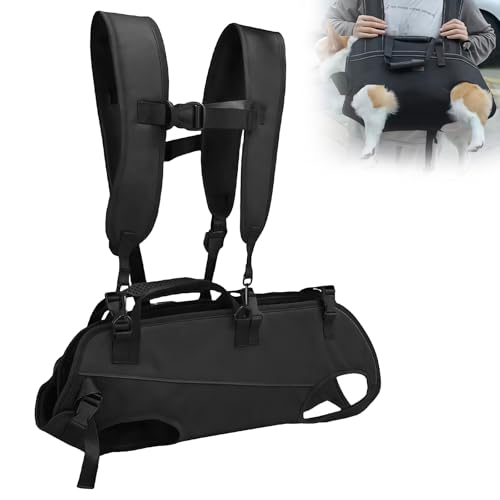 GOEDCH Hundelift Geschirr: Verstellbarer Hundetrage-Rucksack, Unterstützung Der Hinterbeine Bei Gelenkverletzungen Und Arthritis, Notfall-Rucksack für Treppen und Autos ältere Hunde (19-30 lbs) von GOEDCH