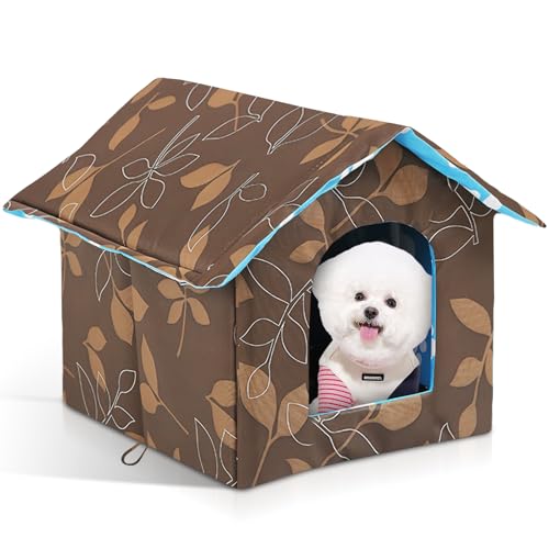 GOEDCH Katzenhaus für Draußen Winterfest: 36x26x14 cm Katzenhaus Outdoor Winterfest, Wasserdicht Wetterfestes Haustierhaus im Freien, Weich Warm Haustierhaus für Streunende Haustiere von GOEDCH