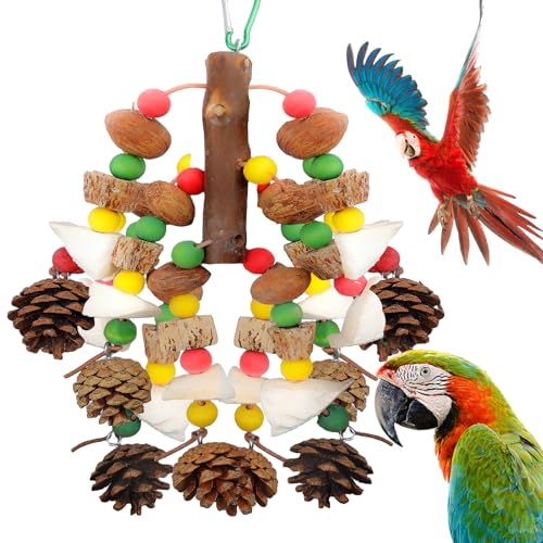 GOEDCH Papageienspielzeug: Vogelspielzeug, Großer Vogel Papagei Spielzeug, Bunte Holzblock Kauen Papagei Spielzeug, Mehrfarbige Holzblöcke Reißen, Vogelkauspielzeug für African Grey Parrot von GOEDCH