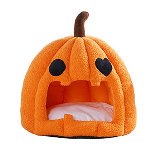 GOENN Kürbis Katzenstreu warme Hund Katzenzwinger Haus Villanest eingebettetes Katzenbett schlafen abnehmbare Matte (Color : Orange, Size : M) von GOENN