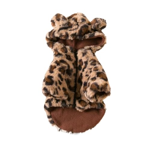 Haustierkleidung für Herbst und Winter, Plüschmantel, Leopardenmuster, bunte Farben, für kleine Hunde und Katzen, Fellpullover, Bulldogge, Mops, Pudel (Hoodie-01, L) von GOFDASY
