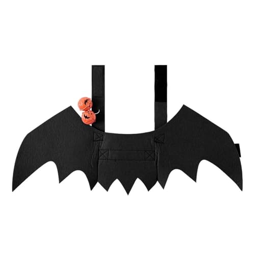 Haustierkostüm für Cosplay, Katzenflügel mit Glocken, lustiges Hundekostüm, Weihnachten, Halloween, Haustierkleidung, Verkleidungszubehör (Schwarz, S) von GOFDASY