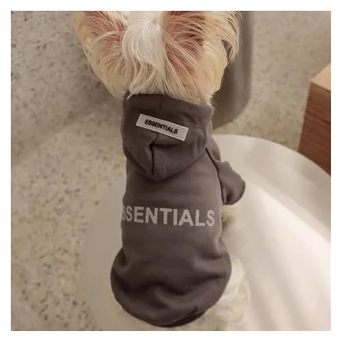 Hunde-Kapuzenpullover, mit Fleece gefüttert, weich, warm, Pullover für kleine Hunde (Plüschgrau, Größe XXL) von GOFDASY