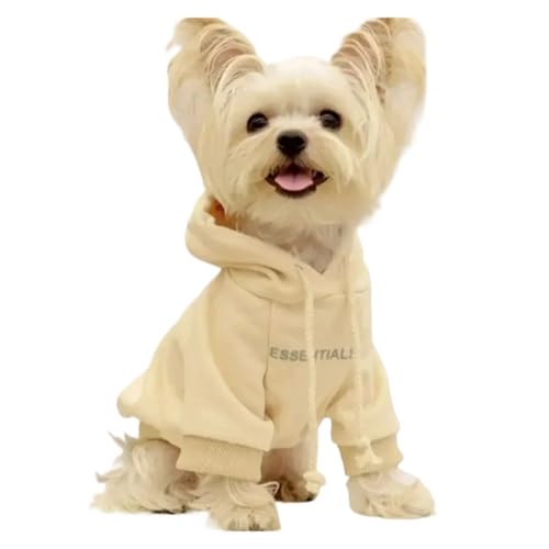 Hunde-Kapuzenpullover, mit Fleece gefüttert, weich, warm, Pullover für kleine Hunde (dünnes Gelb, Größe M) von GOFDASY