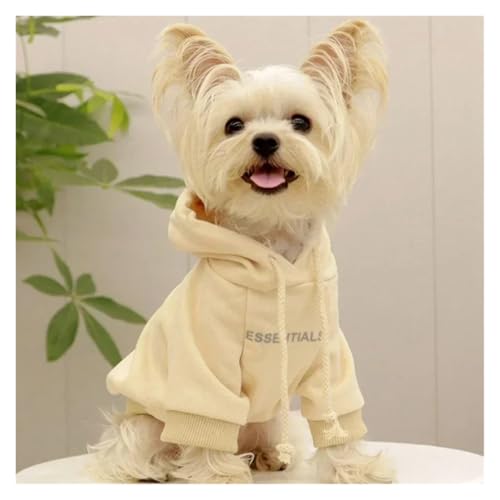 Hunde-Kapuzenpullover, mit Fleece gefüttert, weich, warm, Pullover für kleine Hunde (dünnes Gelb, Größe XL) von GOFDASY