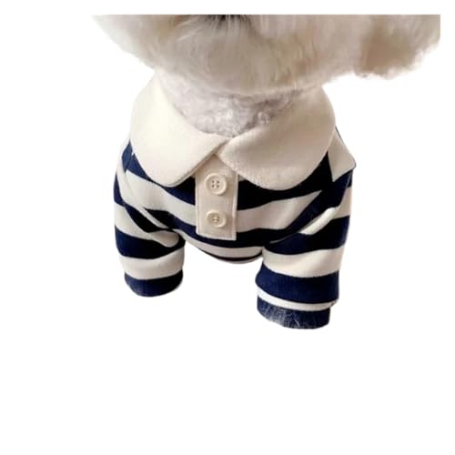 Hunde-Poloshirt, Schnauzer, Teddy, York, Sommerkleid, gestreift, Haustier-T-Shirt, Hundekostüm, weiche Kleidung, Welpenpullover (Marineblau, XS) von GOFDASY
