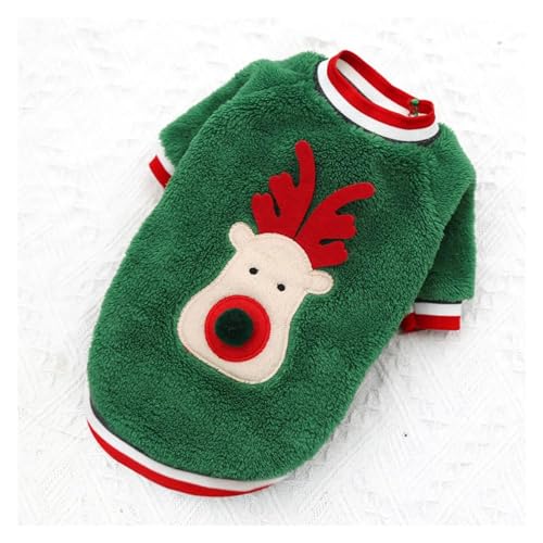 Hunde-Weihnachtskleidung, für den Winter, warm, passend für kleine und mittelgroße Hunde, Elch, Weihnachtsmann, Hund, Katzen, Mantel, Kapuzenpullover, Weihnachtskostüm (Stil 2-Grün, Größe 2XL) von GOFDASY
