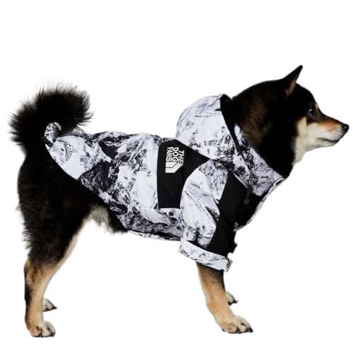 Hundebekleidung Regenmantel für kleine und große Hunde, Windjacke, mit Kapuze für französische Bulldogge, Größe XXXL (12–16 kg) von GOFDASY
