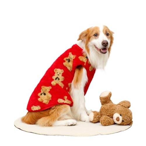 Hundepullover für große Hunde, Winterkleidung für große Hunde, warmer Fleecepullover, Mantel für kaltes Wetter, Pitbull (Rot, 8XL) von GOFDASY