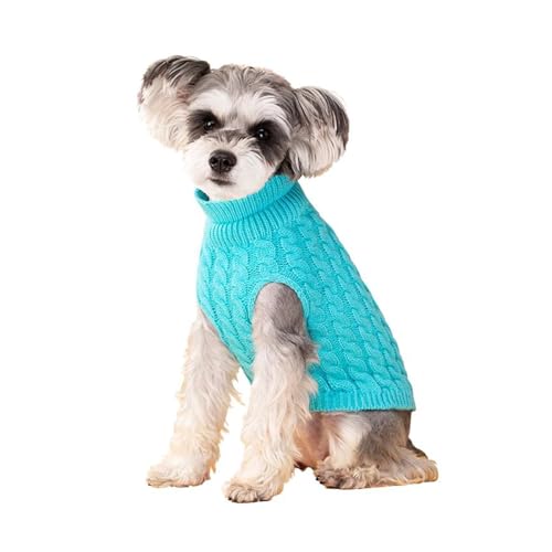 Hundepullover für kleine Hunde, Welpen, Winter, warm, Rollkragen, Schnauzer, Chihuahua, Mops, Kostüm, Haustierkleidung (Blau, S) von GOFDASY