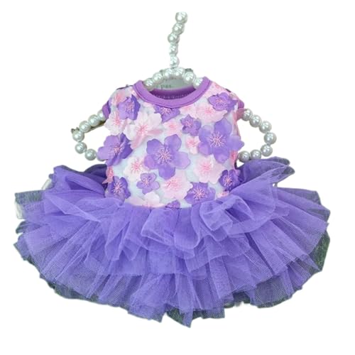 Hundesommerkleid, Katze, Spitze, Chiffon, Haustierkleidung, Chihuahua-Rock, Welpen, Katze, Prinzessin, Bekleidung, Welpenkleidung, Hundezubehör (lila, XS) von GOFDASY