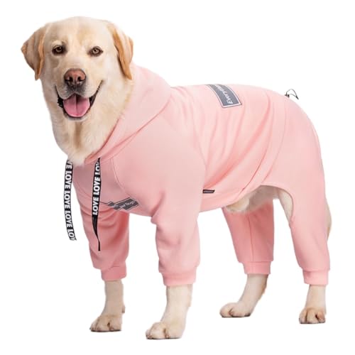 Kapuzenpullover für große Hunde, warmer Mantel, Fleece, reflektierend, Labrador-Kostüm für große Hunde, einfarbig, Größe 28 von GOFDASY