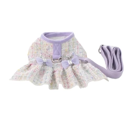 Prinzessinnen-Hundekleidung, Tweed, Brustgurt, süße Perlenschleife, Kleid, Chihuahua, Bichon, niedlicher Rock für Hunde, luxuriöse Welpenweste, Prinzessin (lila, M) von GOFDASY
