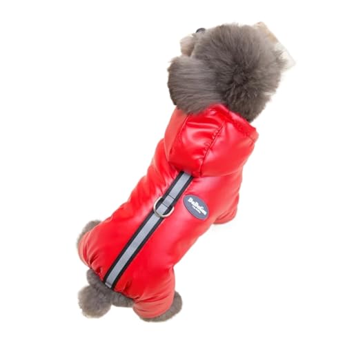 Warme Hundekleidung, Winterjacke, passend für kleine und mittelgroße Hunde, dick, wasserdicht, Yorkies, Haustierkleidung, Hoodie, Chihuahua (Rot, XXL) von GOFDASY