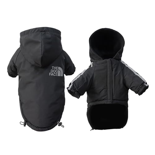 Wasserdichte Hundekleidung, reflektierender Haustiermantel für kleine und mittelgroße Hunde, Winter, warme Fleece-Hundejacken, Welpen, Regenmantel, Chihuahua-Outfit (Schwarz, Größe 2XL) von GOFDASY
