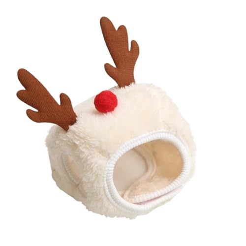Weihnachtsmütze für Haustiere, niedliches Geweih, Speicheltuch, Katze, Kopfbedeckung, Hut, Geburtstags-Verkleidung, Plüsch, Kaninchenohren, federnd, Halloween-Zubehör (4) von GOFDASY