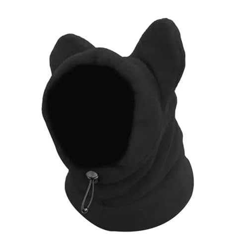 Wintermütze für Haustiere, Fleece, verstellbar, warme Mütze, Ohren, Kapuzenpullover, kaltes Wetter, warme Kappen für mittelgroße bis große Hunde, Kätzchen, Katzen, Wandern (Schwarz, S) von GOFDASY