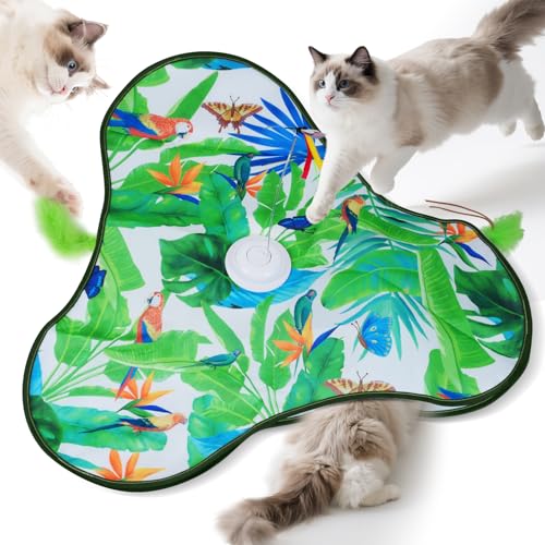 GOHHME Spielzeug für Katzen, Spielzeug Katzen Selbstbeschäftigung mit 15 Kätzchen-Spielmodi, Katzenspielzeug Interaktiv Elektrisches mit Zwitschern und Bewegung – Jagdspiele und Versteckspiel Cat Toys von GOHHME