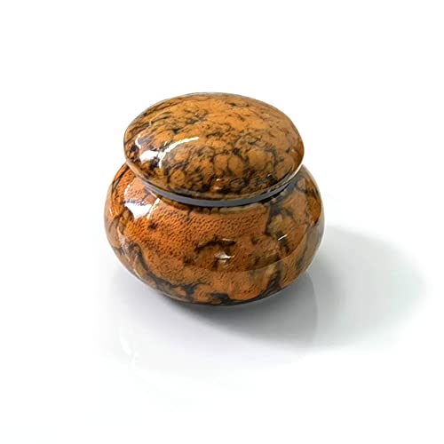GOIYZTTR Kleine Urne Mini-Urne Keramik—5cm Handgearbeitete Urne Exquisit Kleine Gedenkurne für Andenken zur Sicheren Aufbewahrung von Asche(Orange) von GOIYZTTR