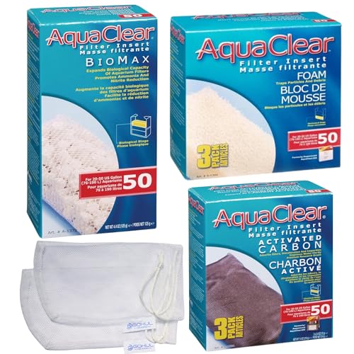 Gokul Brands AquaClear 50 Kochfeld-Wartungs- und Ersatz-Filtermedien, inkl. Netzbeutel der Marke Gokul (AquaClear Aktivkohle, BioMax Media, Filterschaumeinsatz) von GOKUL BRANDS