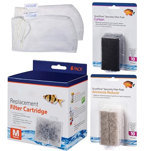 Gokul Brands Quietflow Power Filter 10 Filter Wartung & Ersatz Filtermedien Kit inkl. Gokul Marken Netzbeutel (Ersatzfilterkartuschen Medium, Ammoniakreduzierer, Kohlepads) von GOKUL BRANDS