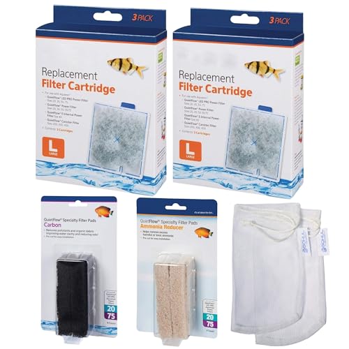 Gokul Brands Quietflow Power Filter 20/75 Filter-Wartungs- und Ersatzfilter-Media-Kit inkl. Netzbeutel der Marke Gokul (Ersatz-Filterkartuschen groß, Ammoniakreduzierer, Kohlepads) von GOKUL BRANDS