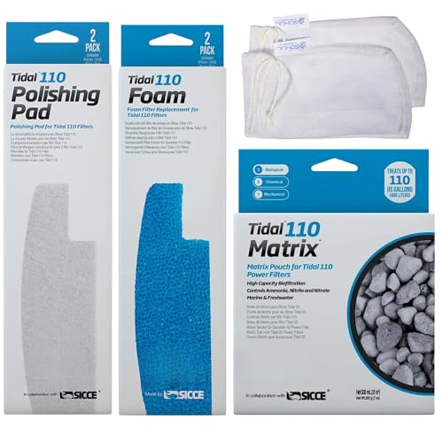 Gokul Brands Tidal 110 Filter Wartung und Ersatz Filtermedien Kit, einschließlich Gokul Brands Aquarium Filtermedien Beutel (Tidal 110 Polierpads, Schaumstofffilterschwamm, Matrix Bio Media) von GOKUL BRANDS